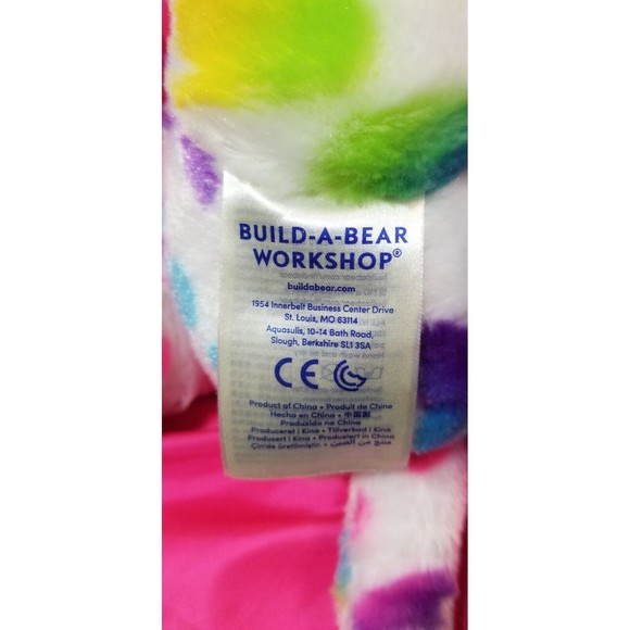 Build A Bear Workshop 17" Rainbow Leopard with Multi Color Hearts Stuffed Plush - Picture 7 of 12